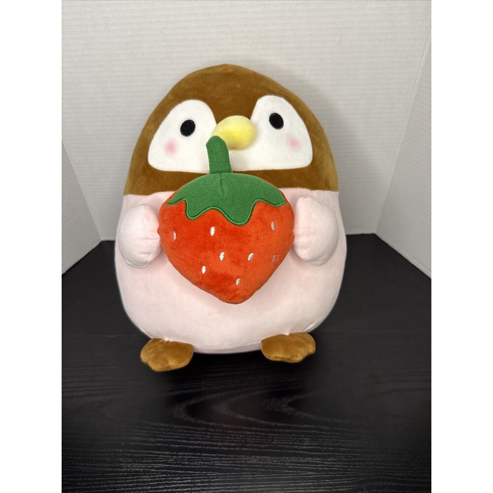 New with Tag Takashoji Pink Penguin Holding Strawberry 14 inch Plush Plushie